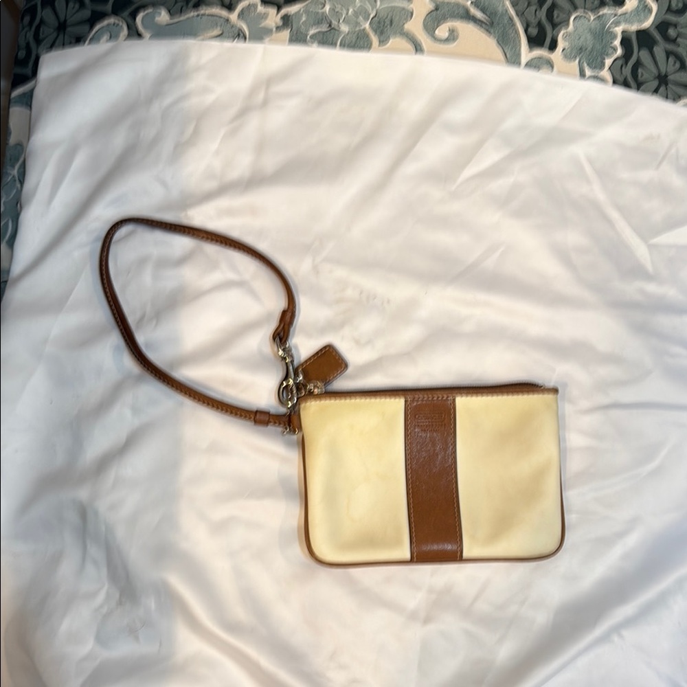 Coach Cream and Brown Clutch Minimalist Design